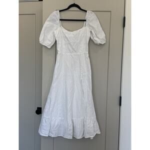 Reformation Belgium Linen White Midi Dress Slit Women’s 4 Small Ruffled Bridal